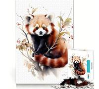 Puzzle Aquarelle Panda Roux 1000 pièces pour Adultes et Adolescents, Jeu intellectuel, à Partager, à savourer chez soi, qualité et Classique (38x26cm)