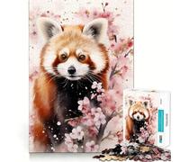 Puzzle Aquarelle Panda Roux 1000 pièces pour Adultes Stimule la mémoire Jeu de société Bords Nets Cadeau élégant (50x75cm)