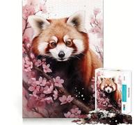 Puzzle Aquarelle Panda Roux 1000 pièces pour Adultes Stimule la mémoire, Plaisir en Groupe, Bords Nets, Cadeau élégant (38x52cm)
