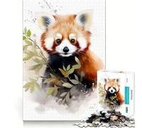 Puzzle Aquarelle Panda Roux pour Adolescents, 1000 pièces, pour stimuler la mémoire et Passer Un Moment de sérénité, Cadeau d'anniversaire de qualité supérieure (38x26cm)