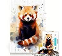 Puzzle Aquarelle Panda Roux pour Adultes, 1000 pièces, Exercice cérébral, détente, Bords précis, Collection Artistique (38x26cm)
