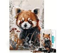 Puzzle Aquarelle Panda Roux pour Adultes, 1000 pièces, Jeu de réflexion, Loisir Calme, à Assembler, Cadeau de Noël (50x75cm)