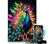 Puzzle Aquarelle Paon 1000 pièces pour Adolescents, Jeu de réflexion, Divertissement, découpe de qualité supérieure, Cadeau attentionné (50x75cm)