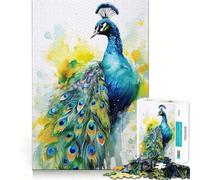 Puzzle Aquarelle Paon pour Adolescents, 1000 pièces, pour stimuler la mémoire, se détendre et s'amuser Un Cadeau Exquis (50x75cm)