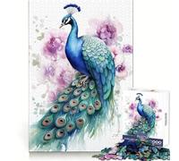 Puzzle Aquarelle Paon pour Adultes 1000 pièces, Jeu de logique Solide, Jeu apaisant, Bords Nets, Cadeau Artistique (50x75cm)