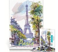 Puzzle Aquarelle Paris City Teenagers 1000 pièces Jeu de réflexion et d'apprentissage Atelier d'assemblage apaisant et Amusant Objet de Collection (38x26cm)