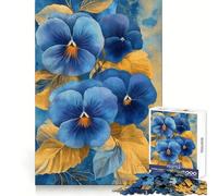Puzzle Aquarelle Pensées Bleues pour Adultes 1000 pièces Exercice Mental Passe-Temps Confortable Cadeau Festif (38x52cm)