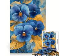 Puzzle Aquarelle Pensées Bleues pour Adultes 1000 pièces Exercice Mental Passe-Temps Confortable Cadeau Festif (50x75cm)