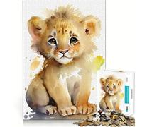 Puzzle Aquarelle Petit Lion 1000 pièces pour Adolescents Activité ludique et stimulante de Haute précision Découpe Pause mentale apaisante (50x75cm)