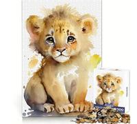 Puzzle Aquarelle Petit Lion 1000 pièces pour Adolescents, entraînement à la Concentration, Moments de détente, Assemblage serré, Joli Cadeau (38x26cm)