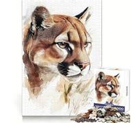 Puzzle Aquarelle Portrait de couguar pour Adultes, 1000 pièces, Stimulation cérébrale, Passe-Temps paisible, Cadenas sécurisé, Cadeau créatif (50x75cm)