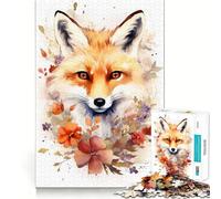 Puzzle Aquarelle Renard Roux 1000 pièces pour Adolescents Stimule la mémoire Loisirs faciles Bords Nets Surprise de Noël (38x26cm)