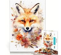 Puzzle Aquarelle Renard Roux 1000 pièces pour Adolescents Stimule la mémoire Loisirs faciles Bords Nets Surprise de Noël (50x75cm)