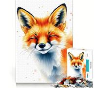 Puzzle Aquarelle Renard Souriant 1000 pièces pour Adolescents, Jouet Intelligent, Passe-Temps à la Maison, découpe précise, Cadeau attentionné 38x26cm