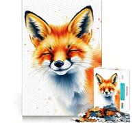 Puzzle Aquarelle Renard Souriant pour Adultes, 1000 pièces, Jeu de réflexion Amusant à Partager, découpe de précision, Cadeau Unique 50x75cm