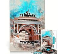 Puzzle Aquarelle Saint-Pétersbourg 1000 pièces pour Adolescents, développement de la mémoire, Jeu d'intérieur, découpe Fine, Père Noël, vœux 38x26cm