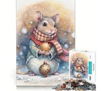 Puzzle Aquarelle Souris avec décorations de Noël 1000 pièces Jeu de mémorisation mentale Découpe de Haute précision Activité Manuelle Défi cérébral interactif pour la Maison (50x75cm)