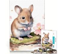 Puzzle Aquarelle Souris pour Adolescents 1000 pièces Jeu de logique Solide Amusant à Partager Bords Nets Joli Cadeau (38x26cm)