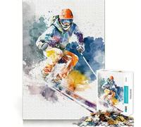 Puzzle Aquarelle sur Le thème du Ski pour Adultes,1000 pièces,Jeu Stimulant l'esprit,Format Standard,pièces précises,idéal pour Les Voyages (50x75cm)