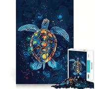 Puzzle Aquarelle Tortue Marine 1000 pièces pour Adolescents, Jeu d'entraînement cérébral, Moment de détente, Art à Assembler, Cadeau saisonnier (38x26cm)