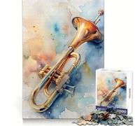 Puzzle Aquarelle Trompette 1000 pièces pour Adultes Concentration, Pleine Conscience, évasion, Cadeau Symbolique (38x52cm)