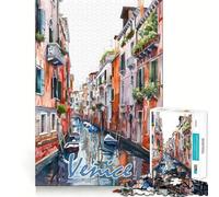 Puzzle Aquarelle Venise 1000 pièces Jeu de mémoire Amusant Bords Lisses,Assemblage Parfait Une façon divertissante d'occuper Les Heures vides (50x75cm)