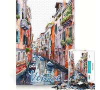 Puzzle Aquarelle Venise 1000 pièces pour Adolescents Stimule l'esprit Ajustement Parfait Loisirs captivants pour des Moments de détente à la Maison (38x26cm)