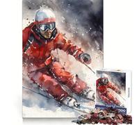 Puzzle Aquarelle Vintage sur Le thème du Ski pour Adultes, 1000 pièces, Améliore la mémoire, détente et Loisirs, Découpe Laser, Cadeau de Noël Unique (50x75cm)