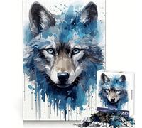 Puzzle Aquarelle Visage de louveteau, 1000 pièces, pour Adolescents, idéal pour stimuler la mémoire, apaiser l'esprit, Cadeau de Noël Douillet (38x52cm)