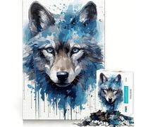 Puzzle Aquarelle Visage de louveteau 1000 pièces Stimulation Cognitive Amusant Pièces nettes et sans bavures Jouet de Divertissement d'intérieur pour Les Vacances (38x26cm)