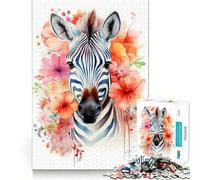Puzzle Aquarelle zèbre 1000 pièces Jeu de réflexion Amusant et Stimulant pour la Concentration Technologie de découpe Laser avancée Idéal pour Les Voyages (38x52cm)