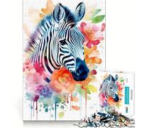Puzzle Aquarelle zèbre 1000 pièces,Jeu de réflexion,pièces précises et sans Couture,activité Amusante en Famille (38x52cm)