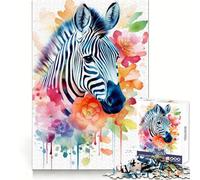 Puzzle Aquarelle zèbre pour Adolescents, 1000 pièces, Casse-tête apaisant, Passe-Temps Solide, Cadeau attentionné (38x26cm)