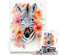 Puzzle Aquarelle zèbre pour Adolescents, 1000 pièces, renforcement cérébral, Temps Libre Heureux, Assemblage Solide, Cadeau saisonnier (38x52cm)