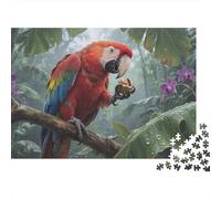 Puzzle Ara Rouge Qui Compte 1000 Pièces pour Adultes,Écologie de forêt Tropicale Humide Un Jeu De Dexérité Très Difficile Puzzle Éducatif l'art De La Décoration Moderne 1000pcs (75x50cm)