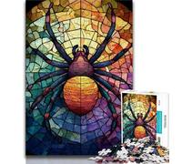 Puzzle araignée en vitrail 1000 pièces pour Adultes, Jeu Stimulant et décoration Murale familiale, Cadeaux d'anniversaire et de Noël Uniques (75x50cm)