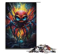 Puzzle araignée psychédélique coloré pour Adultes 1000 pièces Puzzle en Bois Difficile et Stimulant 1000 pièces (38 x 26 cm)