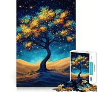 Puzzle Arbre Ciel Nocturne 1000 Pièces pour Adolescents Jeu Cognitif et Atelier Calme Bordure Premium Liste de Vœux du Père Noël (50x75cm)