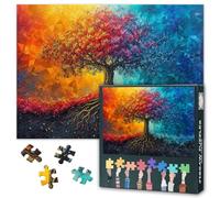Puzzle Arbre Coloré 1000 Pièces pour Adultes - Puzzle Défi pour Adultes Œuvre d'art Décoration Intelligence Arbre Coloré Puzzles pour Familles Jeux d'intérieur 50 cm x 70 cm
