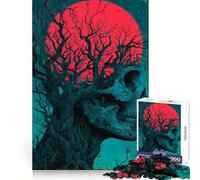 Puzzle Arbre Crâne et Lune Rouge 1000 Pièces pour Adolescents Jeu de Logique et de Calme Collection Premium Edge Art 38x52cm