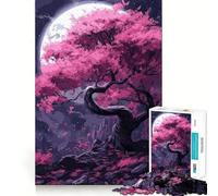 Puzzle Arbre de Lune Sakura pour Adolescents, 1000 pièces, Jeu de réflexion, Design Relaxant, Assemblage, Cadeau de qualité (50x75cm)