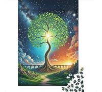 Puzzle Arbre de Vie 1000 Pièces en Bois pour Adultes Enfants Jeu ÉduChatif Jeu De Défi Casse-tête Arbre Vie Coucher Soleil Cadeau Anniversaire Home Decor 1000pcs (75x50cm)
