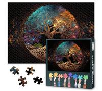 Puzzle arbre de vie 1000 pièces, grand Yggdrasil qui relie le monde terrestre et céleste, puzzle pour adultes 1000 pièces, puzzles impossibles, 50 x 70 cm