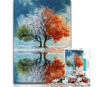 Puzzle Arbre de Vie 1000 pièces pour Adultes, Cadeau Anti-Stress, pour Passer Le Temps à la Maison, avec Affiche et fiche de Questions Assorties 50x75cm