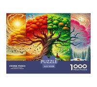 Puzzle Arbre de Vie avec 1000 Pièces pour Adultes,Paysage en Split-Screen des Quatre Saisons Un Jeu De Dexérité Très Difficile Puzzle,Jeu D'intelligence l'art De La Décoration Moderne 52x38cm/1000pcs
