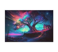 Puzzle Arbre de Vie Cosmique pour Adultes Puzzles De 1000 Pièces pour Enfants, Puzzles en Bois pour Adultes, pour La Famille Et Les Amis （75×50cm）