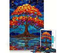 Puzzle Arbre de Vie en Vitrail, 1000 pièces, pour Adultes, Finitions impeccables, idéal pour Une détente absolue Un Cadeau Unique 38x26cm