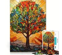 Puzzle Arbre de Vie en Vitrail 1000 Pièces pour Adultes Stimule la Mémoire Détend l'esprit Bordure Précise Liste de Souhaits du Père Noël 38x52cm