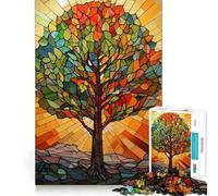 Puzzle Arbre de Vie en Vitrail pour Adultes 1000 Pièces Pure Logic Jeu Anti-Stress Découpe Précise Article Vœux du Père Noël 38x26cm