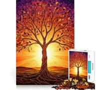Puzzle Arbre de Vie en Vitrail pour Adultes 1000 Pièces Pure Logic Jeu Anti-Stress Découpe Précise Article Vœux du Père Noël 38x26cm
